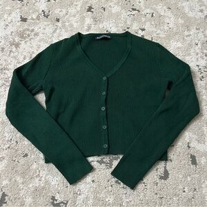 Brandy Melville Shannon Cropped Cardigan in Green